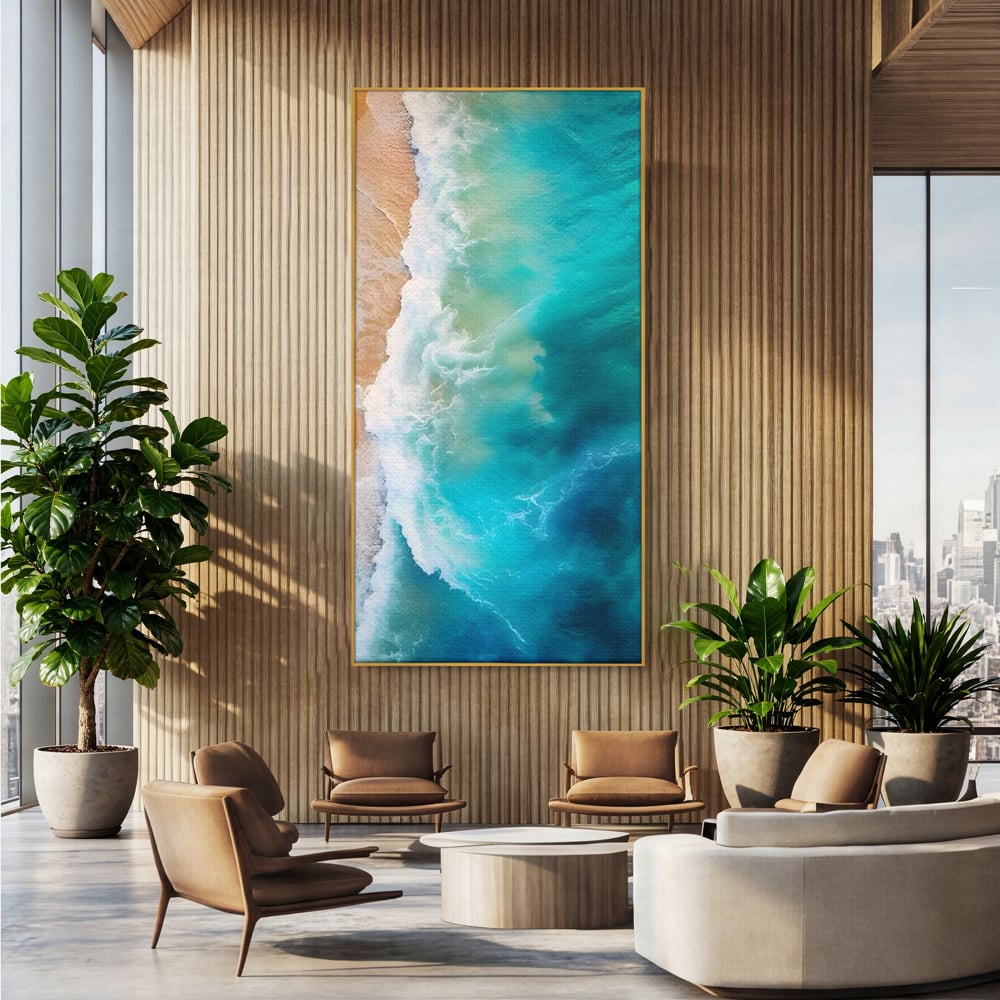 Tablou Canvas Premium LuxCanva® A1445, Tarmul Marii , Living, Valuri, Nisip, Apa, Plaja, Decorativ, Dormitor, Culori Vibrante