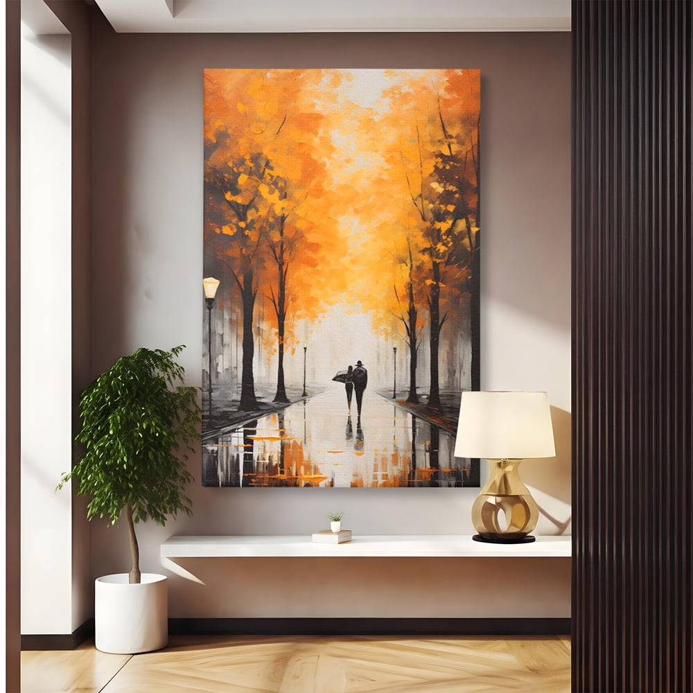 Leinwandbilder Premium LuxCanva® A1447, Herbstspaziergang , Zimmer, Dekorativ, Liebe, Paar, Partner, Romantisch, Romantisch, Wohnen, Lebendige Farben
