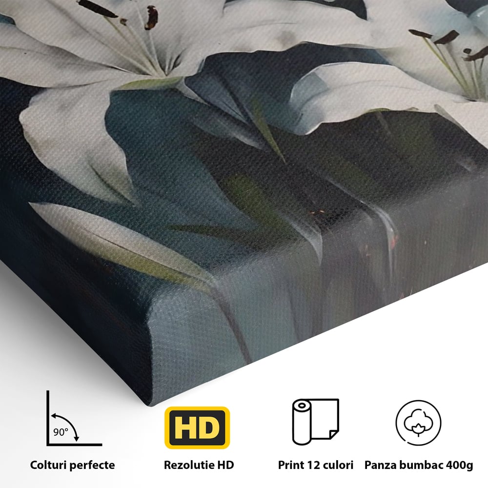Tablou Canvas Premium LuxCanva® A1448, Crin Imperial , Room, Decorativ, Flori, Planta, Alb, Living, Culori Vibrante