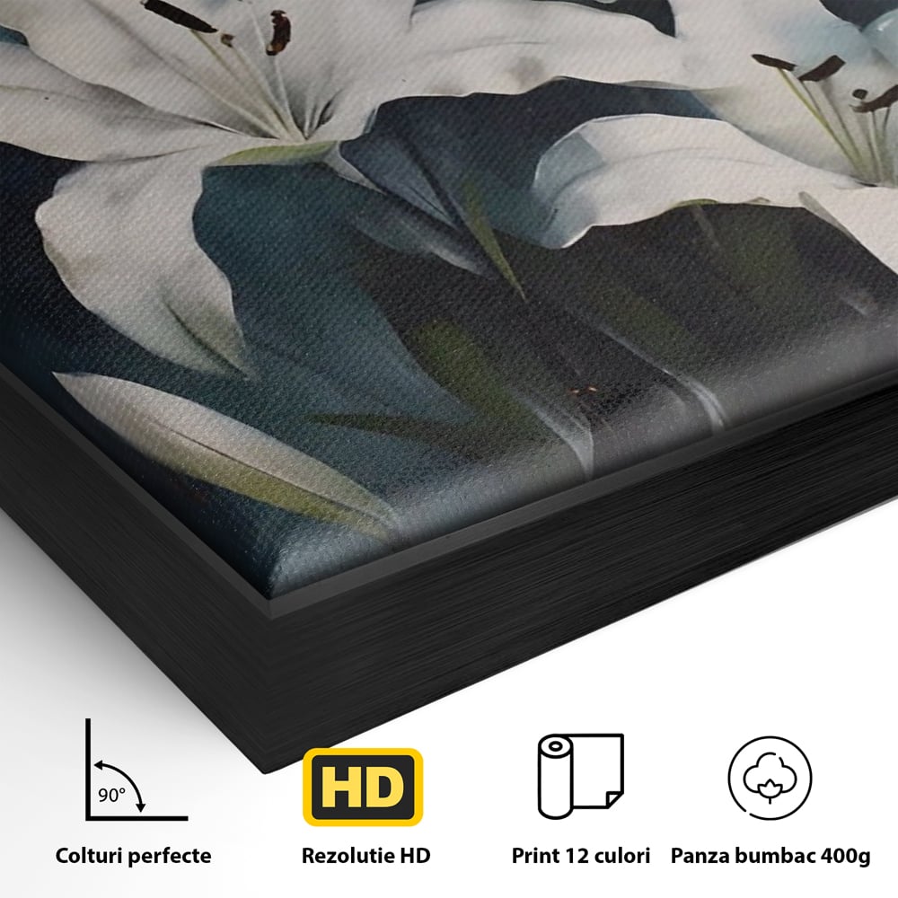 Tablou Canvas Premium LuxCanva® A1448, Crin Imperial , Room, Decorativ, Flori, Planta, Alb, Living, Culori Vibrante
