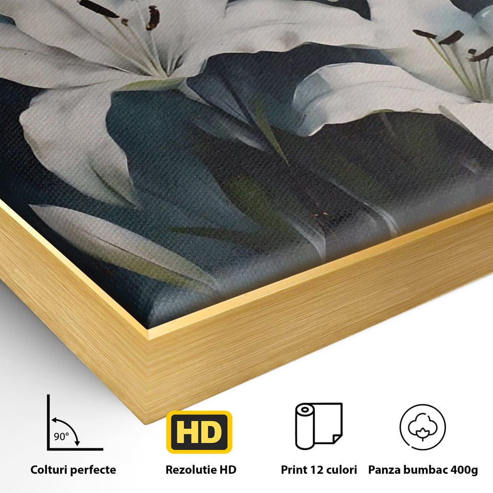 Tablou Canvas Premium LuxCanva® A1448, Crin Imperial , Room, Decorativ, Flori, Planta, Alb, Living, Culori Vibrante