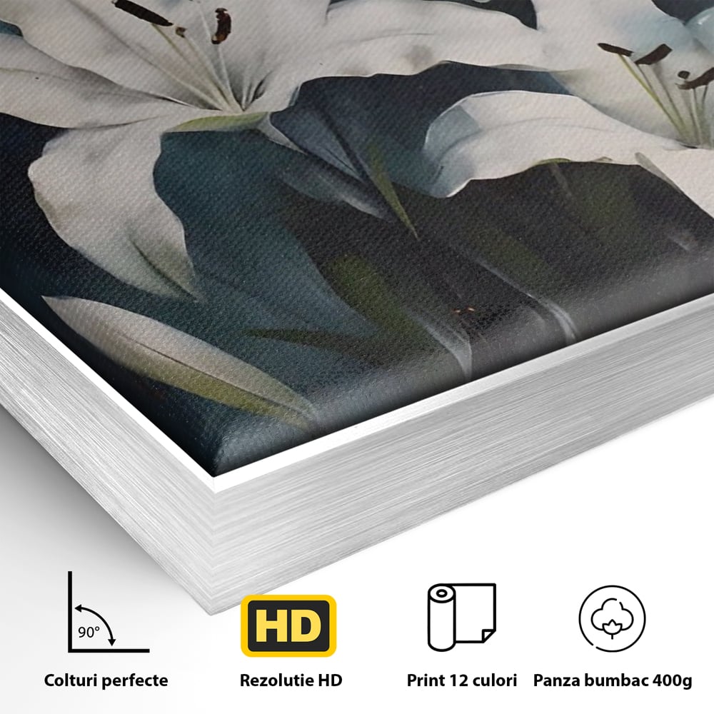 Tablou Canvas Premium LuxCanva® A1448, Crin Imperial , Room, Decorativ, Flori, Planta, Alb, Living, Culori Vibrante
