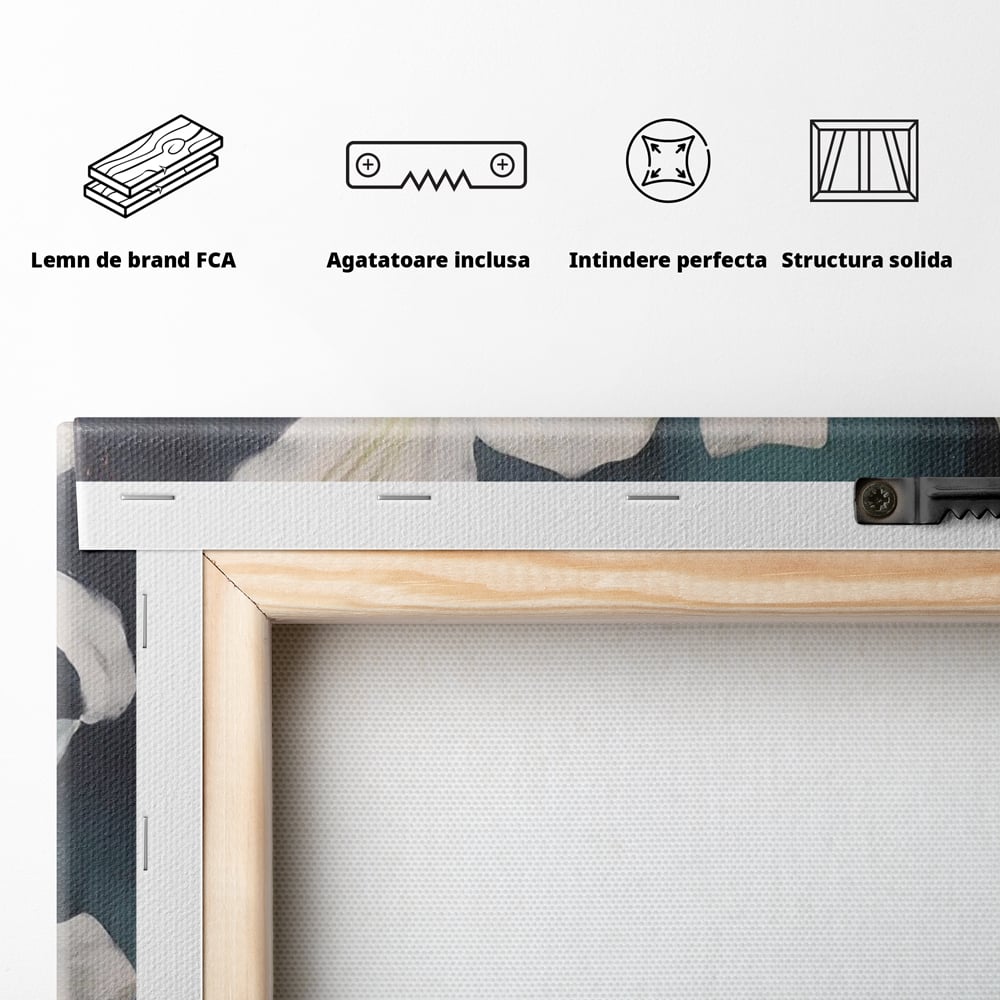 Tablou Canvas Premium LuxCanva® A1448, Crin Imperial , Room, Decorativ, Flori, Planta, Alb, Living, Culori Vibrante