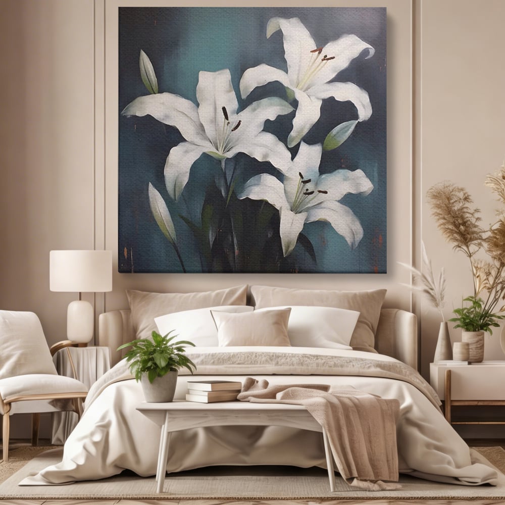 Tablou Canvas Premium LuxCanva® A1448, Crin Imperial , Room, Decorativ, Flori, Planta, Alb, Living, Culori Vibrante