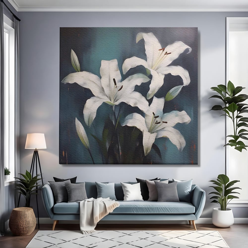 Tablou Canvas Premium LuxCanva® A1448, Crin Imperial , Room, Decorativ, Flori, Planta, Alb, Living, Culori Vibrante