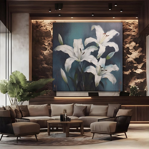 Tablou Canvas Premium LuxCanva® A1448, Crin Imperial , Room, Decorativ, Flori, Planta, Alb, Living, Culori Vibrante