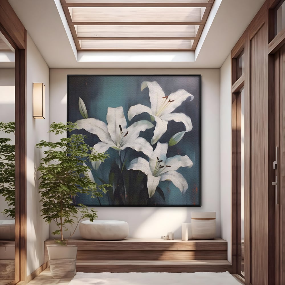 Tablou Canvas Premium LuxCanva® A1448, Crin Imperial , Room, Decorativ, Flori, Planta, Alb, Living, Culori Vibrante