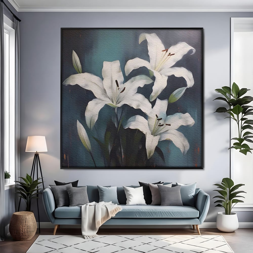 Tablou Canvas Premium LuxCanva® A1448, Crin Imperial , Room, Decorativ, Flori, Planta, Alb, Living, Culori Vibrante