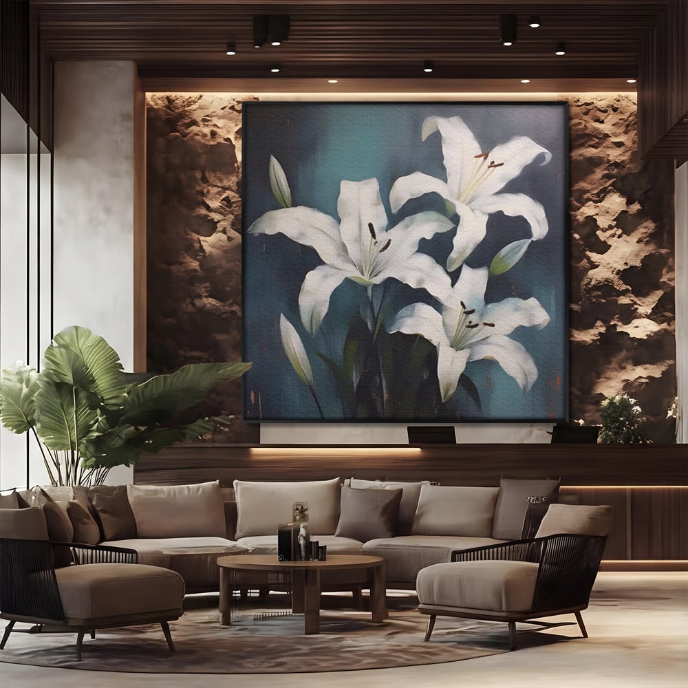 Tablou Canvas Premium LuxCanva® A1448, Crin Imperial , Room, Decorativ, Flori, Planta, Alb, Living, Culori Vibrante