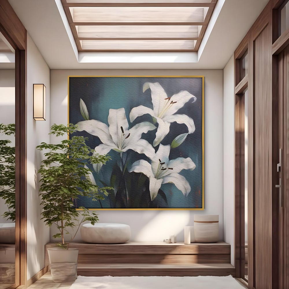 Tablou Canvas Premium LuxCanva® A1448, Crin Imperial , Room, Decorativ, Flori, Planta, Alb, Living, Culori Vibrante
