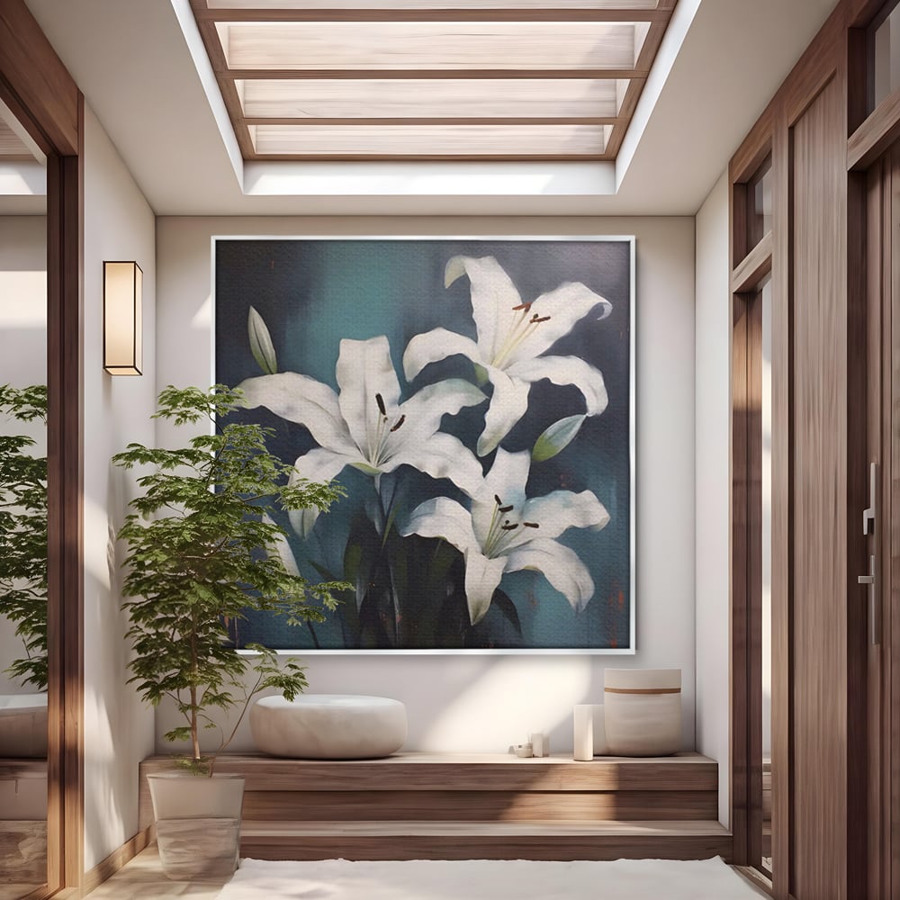 Tablou Canvas Premium LuxCanva® A1448, Crin Imperial , Room, Decorativ, Flori, Planta, Alb, Living, Culori Vibrante