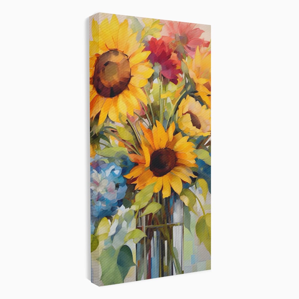 Tablou Canvas Premium LuxCanva® A1449, Buchet De Flori , Room, Plante, Floarea-Soarelui, Primavara, Living, Culori Vibrante
