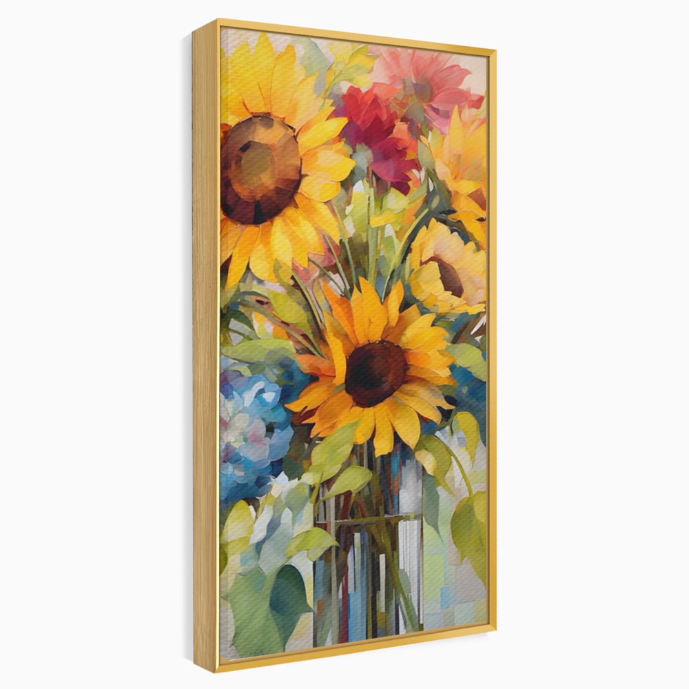 Tablou Canvas Premium LuxCanva® A1449, Buchet De Flori , Room, Plante, Floarea-Soarelui, Primavara, Living, Culori Vibrante