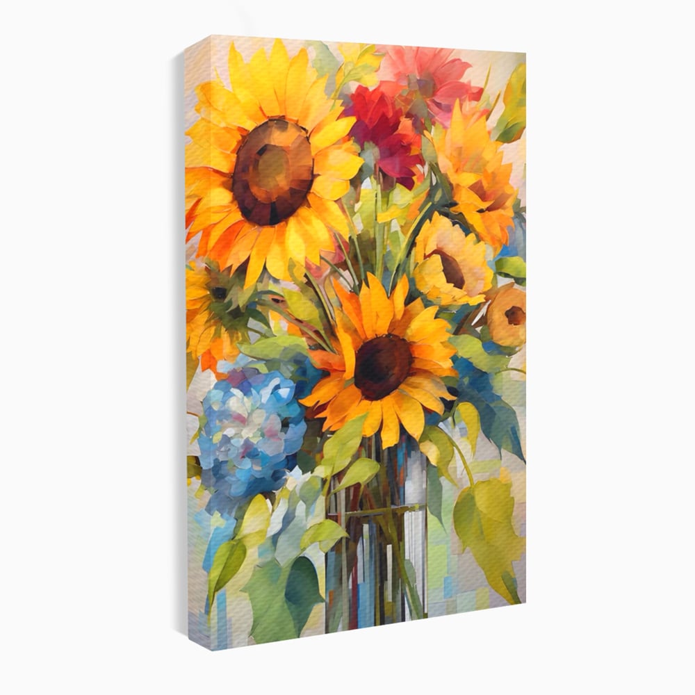 Tablou Canvas Premium LuxCanva® A1449, Buchet De Flori , Room, Plante, Floarea-Soarelui, Primavara, Living, Culori Vibrante