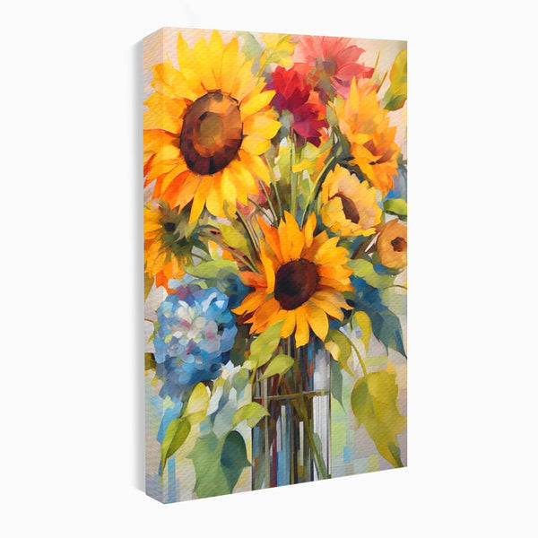 Tablou Canvas Premium LuxCanva® A1449, Buchet De Flori , Room, Plante, Floarea-Soarelui, Primavara, Living, Culori Vibrante