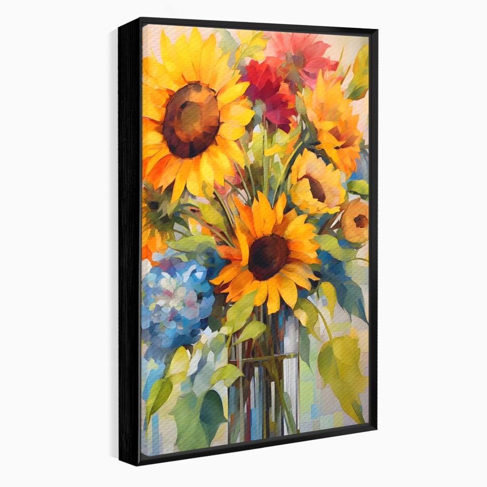 Tablou Canvas Premium LuxCanva® A1449, Buchet De Flori , Room, Plante, Floarea-Soarelui, Primavara, Living, Culori Vibrante