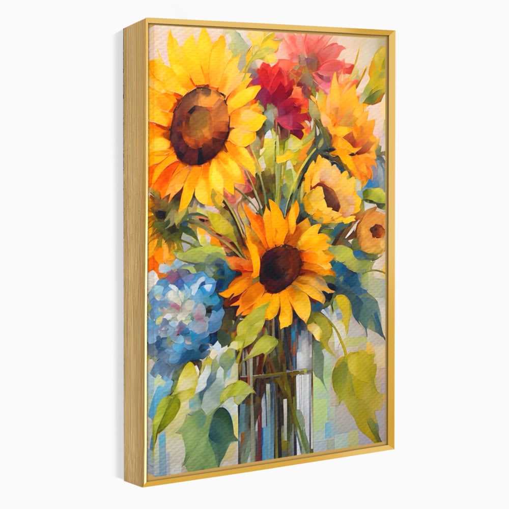 Tablou Canvas Premium LuxCanva® A1449, Buchet De Flori , Room, Plante, Floarea-Soarelui, Primavara, Living, Culori Vibrante