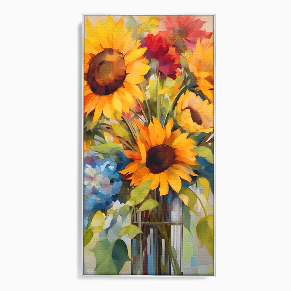 Tablou Canvas Premium LuxCanva® A1449, Buchet De Flori , Room, Plante, Floarea-Soarelui, Primavara, Living, Culori Vibrante