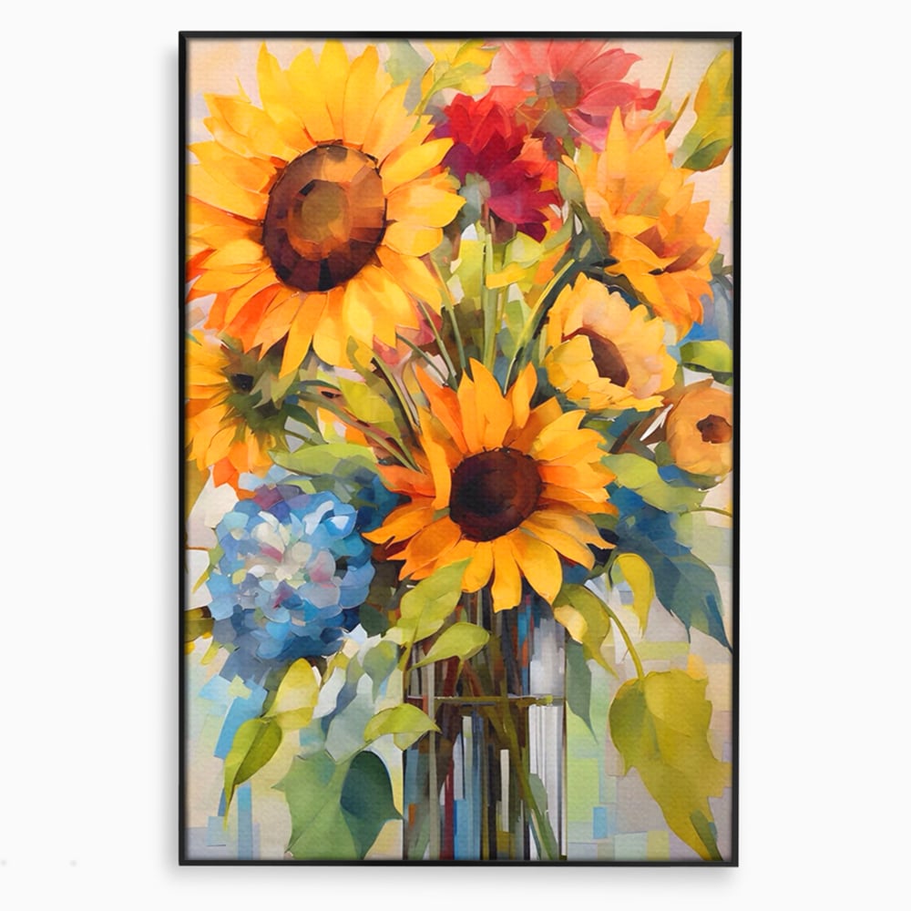 Tablou Canvas Premium LuxCanva® A1449, Buchet De Flori , Room, Plante, Floarea-Soarelui, Primavara, Living, Culori Vibrante