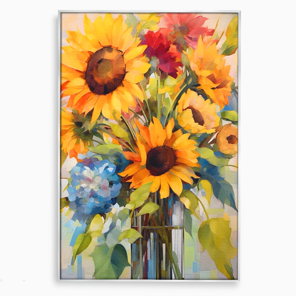 Tablou Canvas Premium LuxCanva® A1449, Buchet De Flori , Room, Plante, Floarea-Soarelui, Primavara, Living, Culori Vibrante