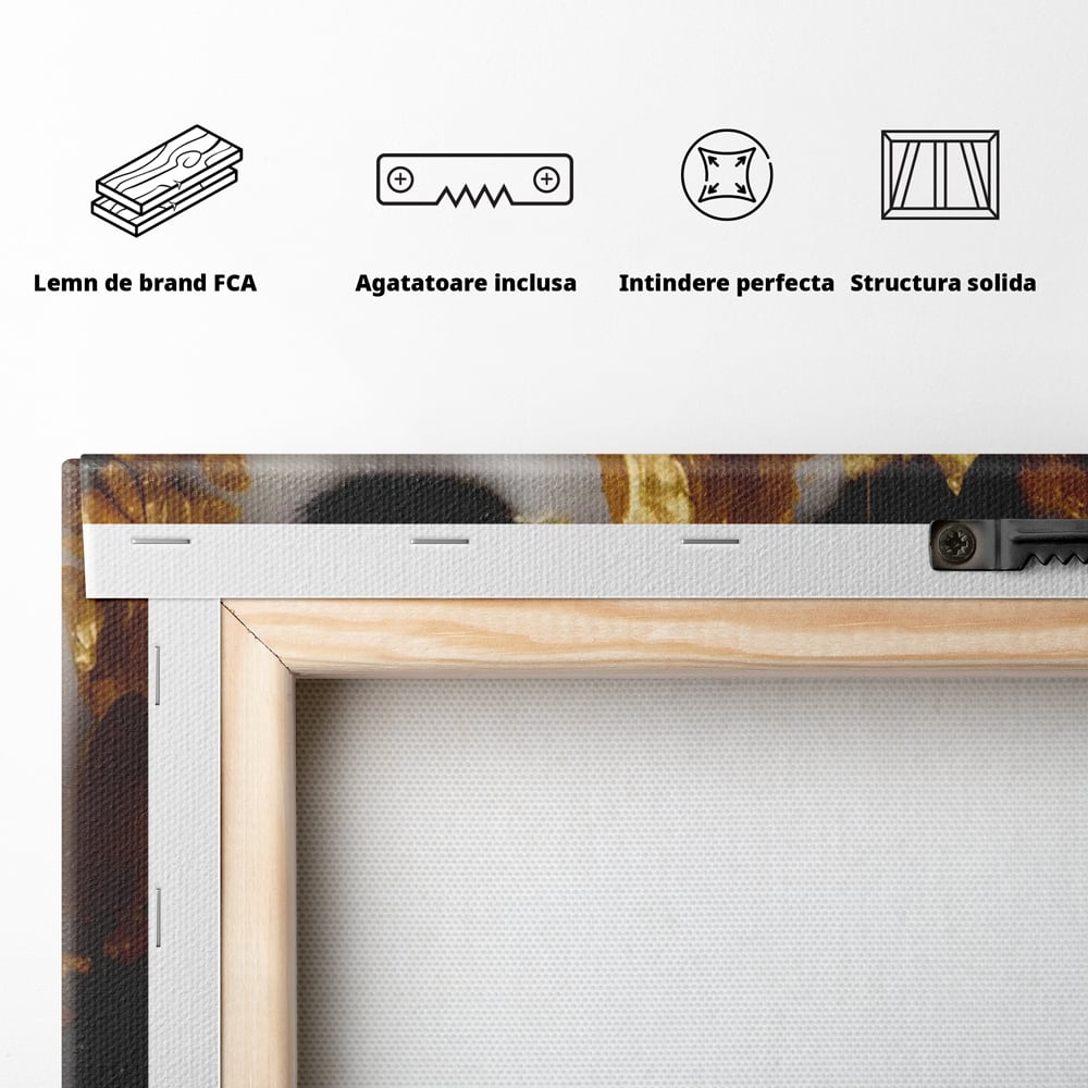 Tablou Canvas Premium LuxCanva® A1450, Privire Aurie , Decorativ, Living, Femeie, Gold, Foita De Aur, Culori Vibrante