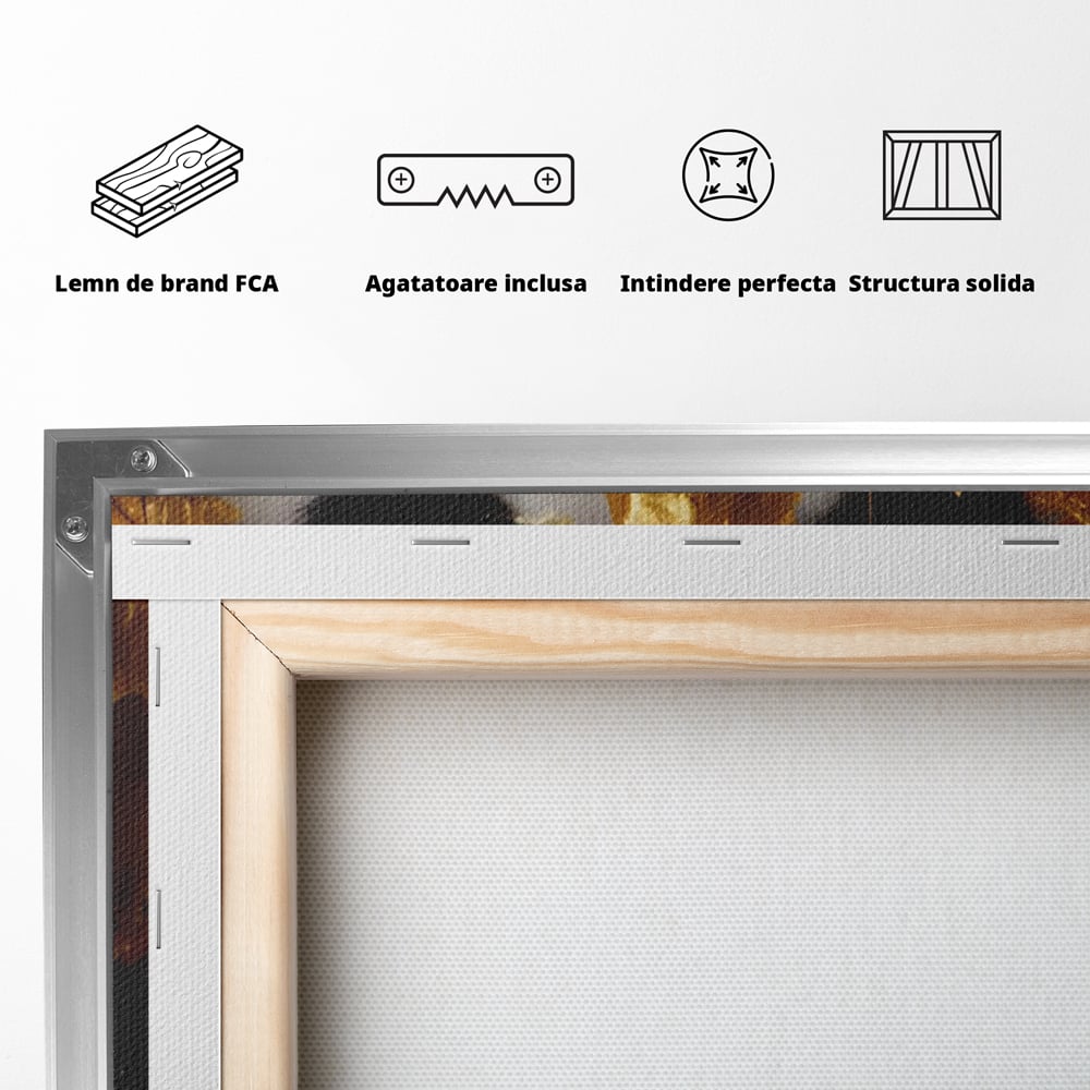Tablou Canvas Premium LuxCanva® A1450, Privire Aurie , Decorativ, Living, Femeie, Gold, Foita De Aur, Culori Vibrante
