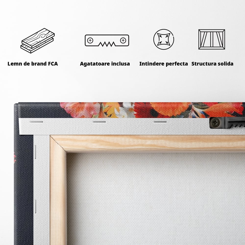 Tablou Canvas Premium LuxCanva® A1451, Vestimentatie Florala , Decorativ, Living, Femeie, Coronita, Culori Florale, Culori Vibrante