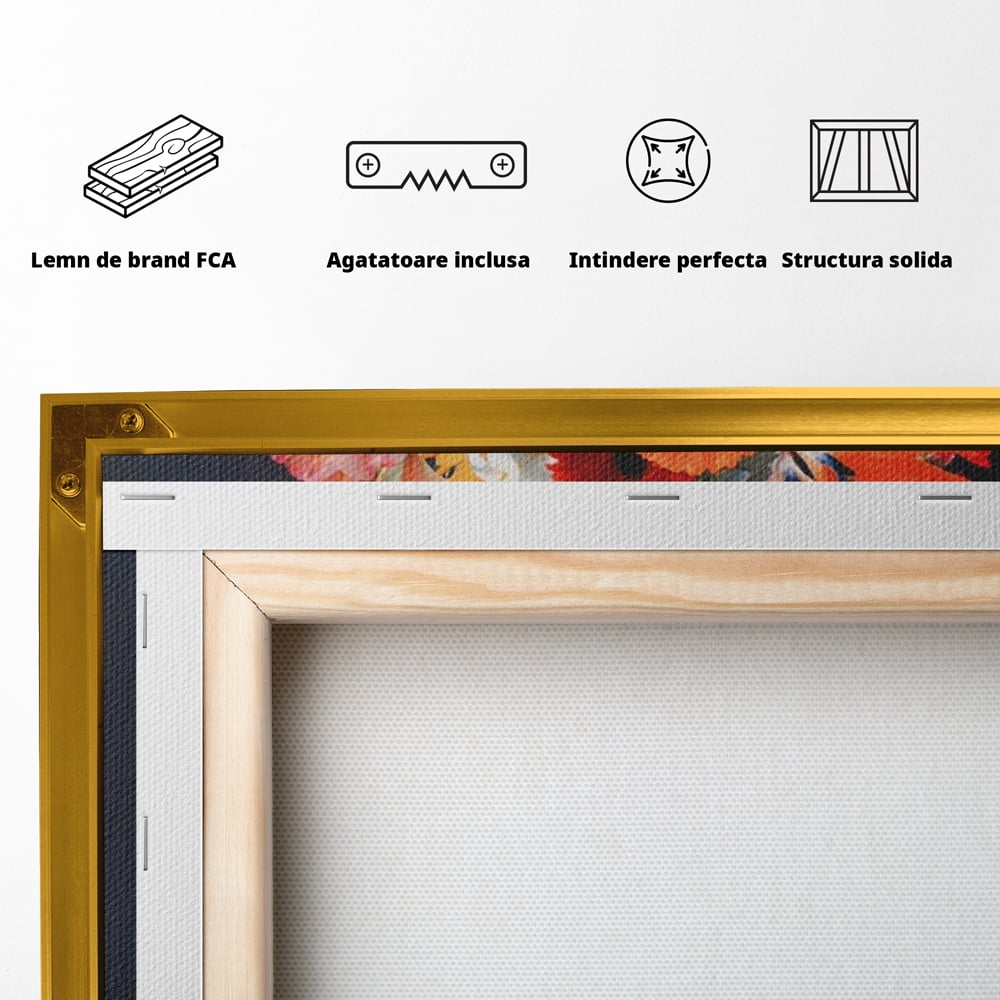 Tablou Canvas Premium LuxCanva® A1451, Vestimentatie Florala , Decorativ, Living, Femeie, Coronita, Culori Florale, Culori Vibrante