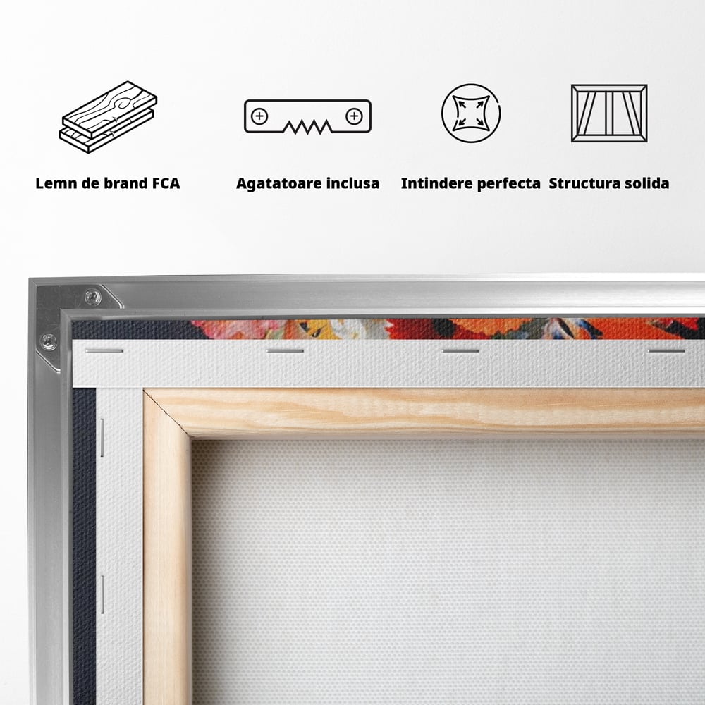 Tablou Canvas Premium LuxCanva® A1451, Vestimentatie Florala , Decorativ, Living, Femeie, Coronita, Culori Florale, Culori Vibrante