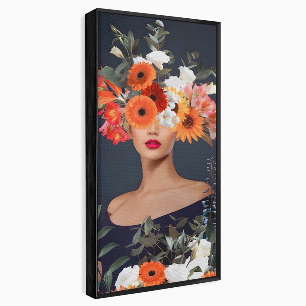 Tablou Canvas Premium LuxCanva® A1451, Vestimentatie Florala , Decorativ, Living, Femeie, Coronita, Culori Florale, Culori Vibrante