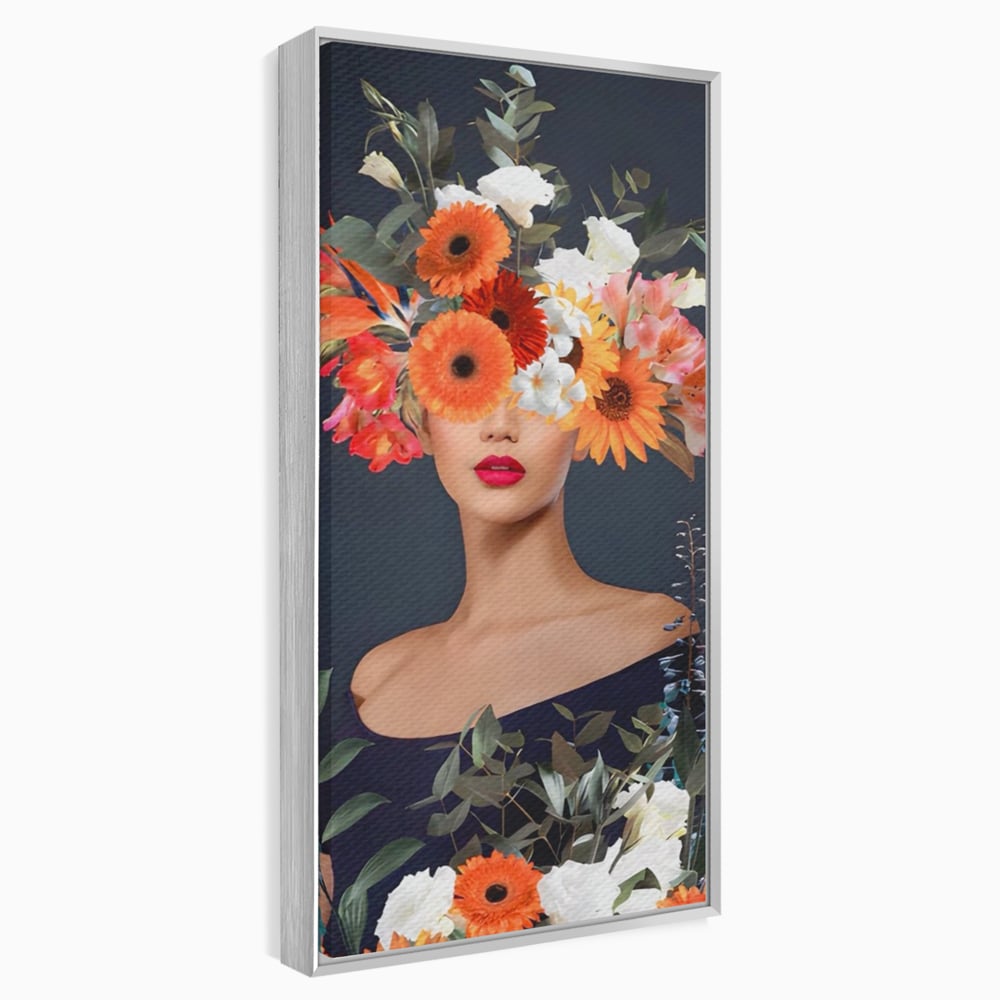 Tablou Canvas Premium LuxCanva® A1451, Vestimentatie Florala , Decorativ, Living, Femeie, Coronita, Culori Florale, Culori Vibrante