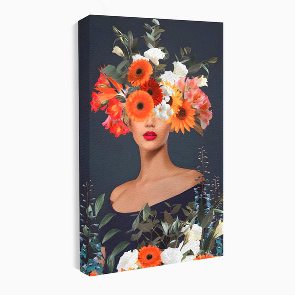 Tablou Canvas Premium LuxCanva® A1451, Vestimentatie Florala , Decorativ, Living, Femeie, Coronita, Culori Florale, Culori Vibrante