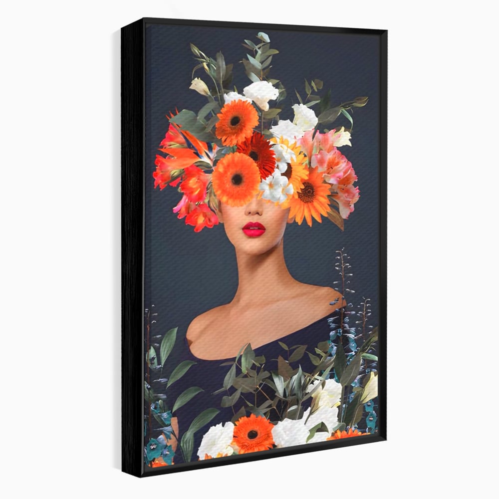 Tablou Canvas Premium LuxCanva® A1451, Vestimentatie Florala , Decorativ, Living, Femeie, Coronita, Culori Florale, Culori Vibrante