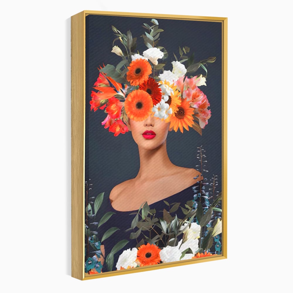 Tablou Canvas Premium LuxCanva® A1451, Vestimentatie Florala , Decorativ, Living, Femeie, Coronita, Culori Florale, Culori Vibrante