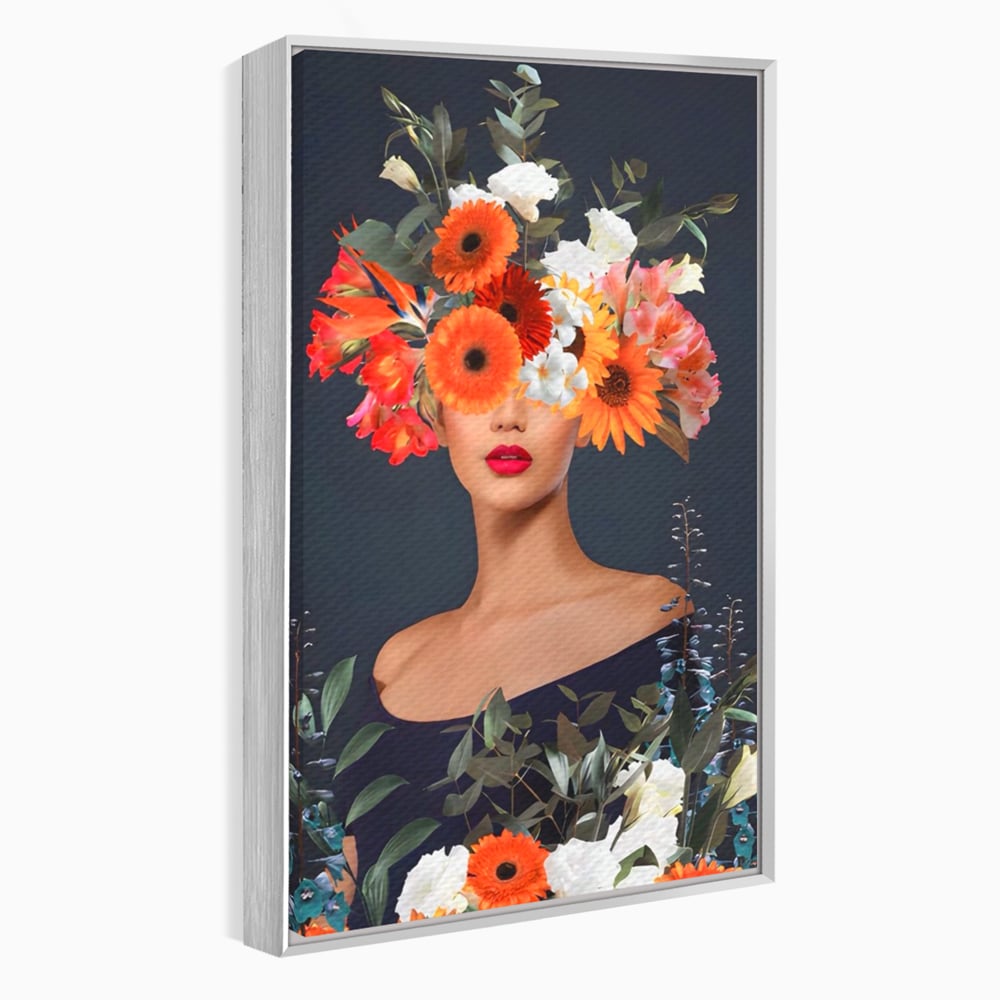 Tablou Canvas Premium LuxCanva® A1451, Vestimentatie Florala , Decorativ, Living, Femeie, Coronita, Culori Florale, Culori Vibrante