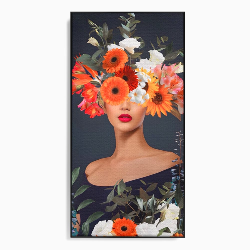 Tablou Canvas Premium LuxCanva® A1451, Vestimentatie Florala , Decorativ, Living, Femeie, Coronita, Culori Florale, Culori Vibrante