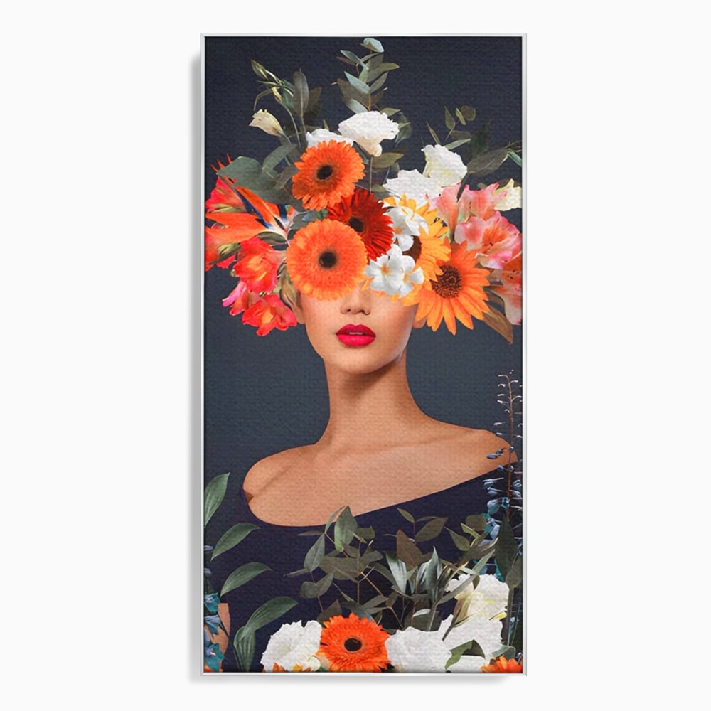 Tablou Canvas Premium LuxCanva® A1451, Vestimentatie Florala , Decorativ, Living, Femeie, Coronita, Culori Florale, Culori Vibrante
