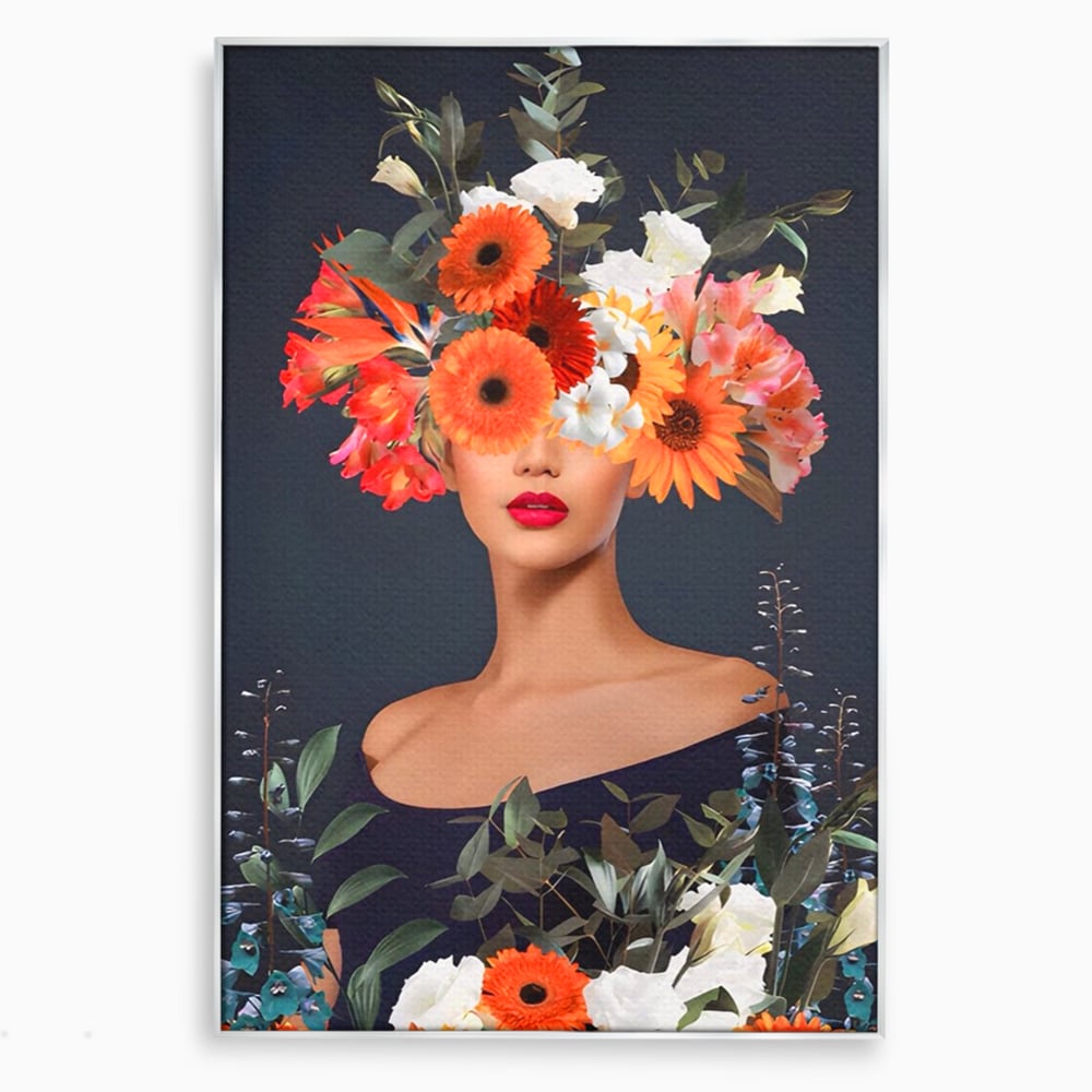 Tablou Canvas Premium LuxCanva® A1451, Vestimentatie Florala , Decorativ, Living, Femeie, Coronita, Culori Florale, Culori Vibrante