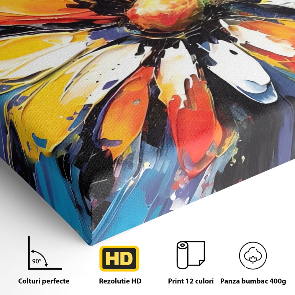 Tablou Canvas Premium LuxCanva® A1452, Revelatie Florala , Decorativ, Living, Planta, Natura, Colorat, Petale, Culori Vibrante