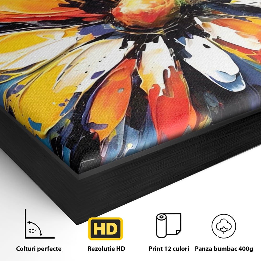 Tablou Canvas Premium LuxCanva® A1452, Revelatie Florala , Decorativ, Living, Planta, Natura, Colorat, Petale, Culori Vibrante