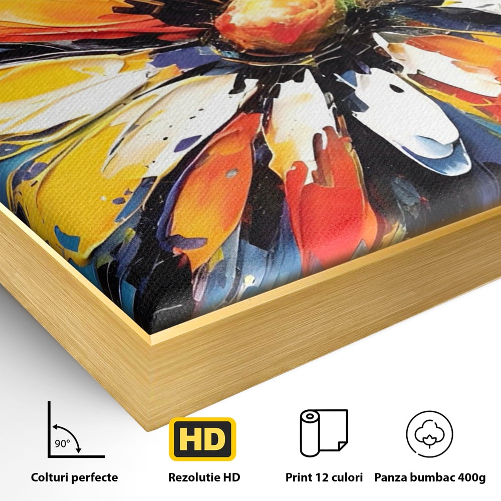 Tablou Canvas Premium LuxCanva® A1452, Revelatie Florala , Decorativ, Living, Planta, Natura, Colorat, Petale, Culori Vibrante