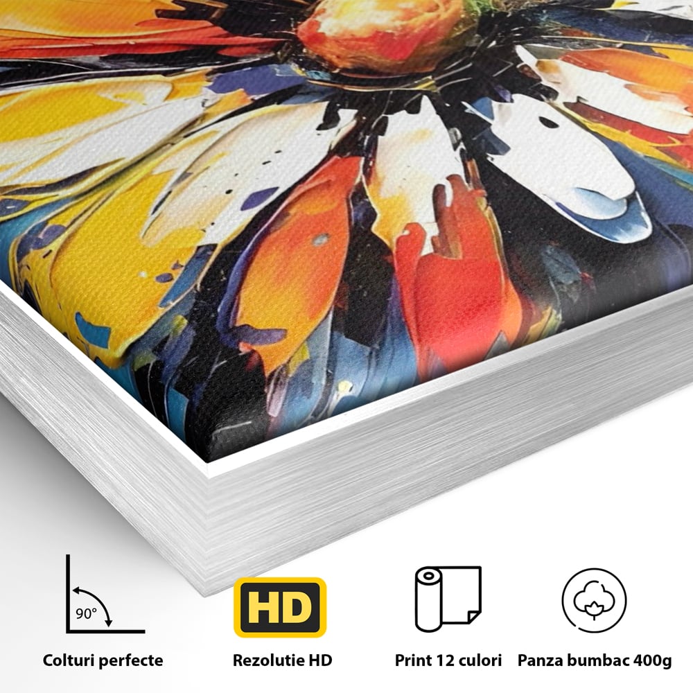 Tablou Canvas Premium LuxCanva® A1452, Revelatie Florala , Decorativ, Living, Planta, Natura, Colorat, Petale, Culori Vibrante