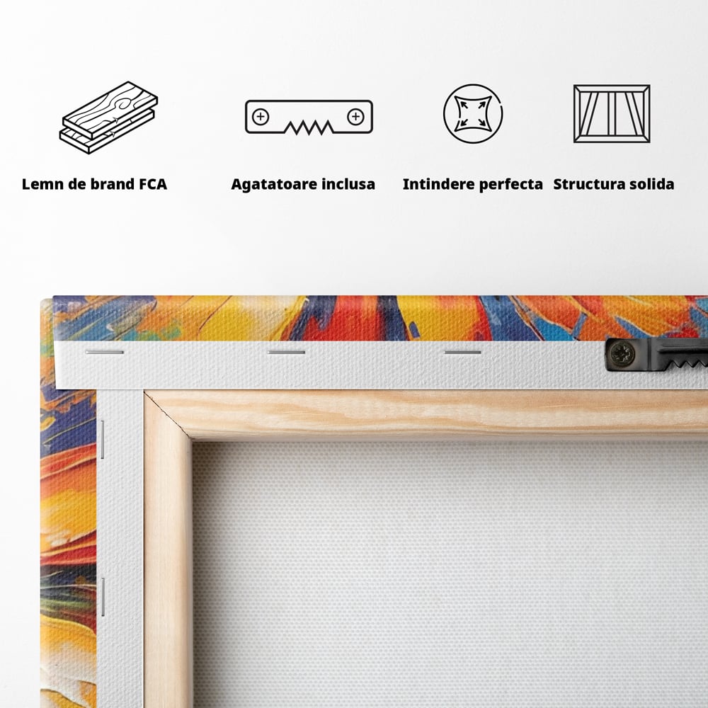 Tablou Canvas Premium LuxCanva® A1452, Revelatie Florala , Decorativ, Living, Planta, Natura, Colorat, Petale, Culori Vibrante