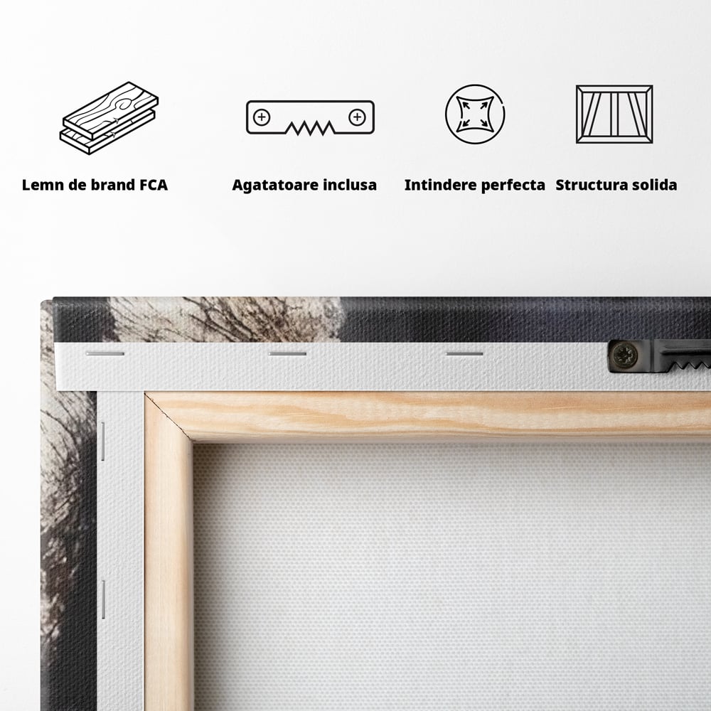 Tablou Canvas Premium LuxCanva® A1453, Stare Aurie , Decorativ, Living, Frumusete, Femeie Cu Ochi Albastri, Mister, Living, Culori Vibrante