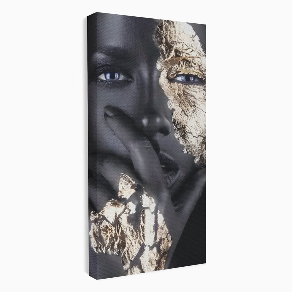 Tablou Canvas Premium LuxCanva® A1453, Stare Aurie , Decorativ, Living, Frumusete, Femeie Cu Ochi Albastri, Mister, Living, Culori Vibrante