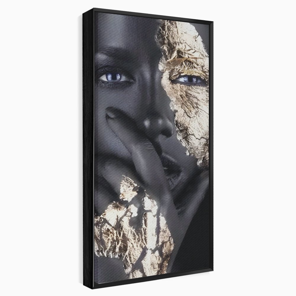 Tablou Canvas Premium LuxCanva® A1453, Stare Aurie , Decorativ, Living, Frumusete, Femeie Cu Ochi Albastri, Mister, Living, Culori Vibrante