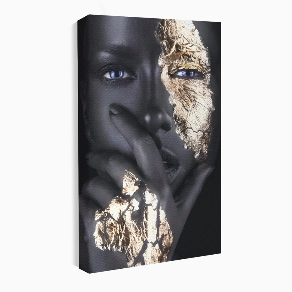 Tablou Canvas Premium LuxCanva® A1453, Stare Aurie , Decorativ, Living, Frumusete, Femeie Cu Ochi Albastri, Mister, Living, Culori Vibrante
