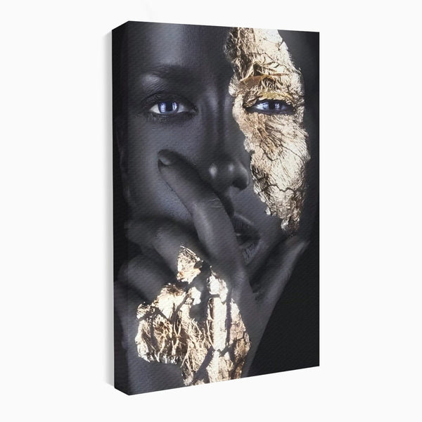 Tablou Canvas Premium LuxCanva® A1453, Stare Aurie , Decorativ, Living, Frumusete, Femeie Cu Ochi Albastri, Mister, Living, Culori Vibrante
