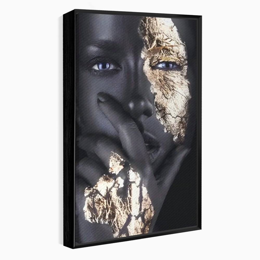 Tablou Canvas Premium LuxCanva® A1453, Stare Aurie , Decorativ, Living, Frumusete, Femeie Cu Ochi Albastri, Mister, Living, Culori Vibrante