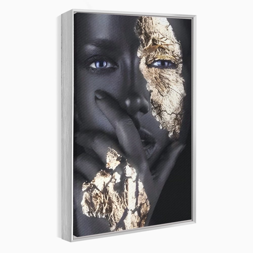Tablou Canvas Premium LuxCanva® A1453, Stare Aurie , Decorativ, Living, Frumusete, Femeie Cu Ochi Albastri, Mister, Living, Culori Vibrante